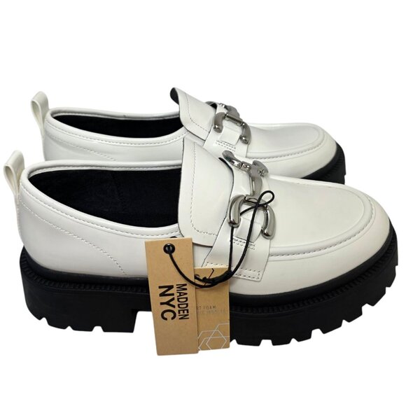 Madden NYC Shoes - Madden NYC Platform Penny Lug Sole Loafers Women's Size 7.5 Glossy White Shoes